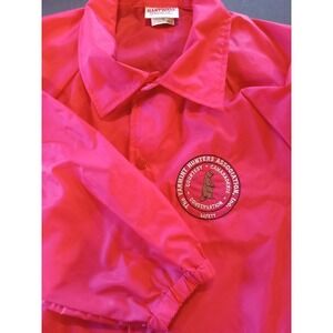 Vntg Hartwell Jacket XL Red Snap Collar Drawstring Waist Varmit Hunters Assoc.